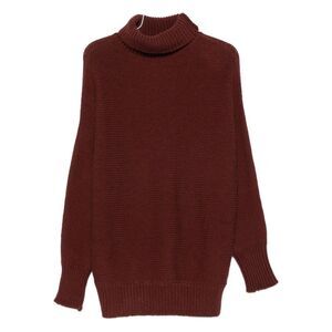 ALYSI Women's Ribbed Knit Turtleneck Sweater Women BROWN Sweaters & Knitwear